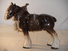 Melba Porcelain Figure Brown Shire Horse & Harness 21cms High
