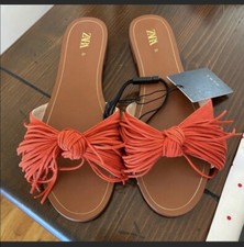 NWT Zara Orange Flat Sandals