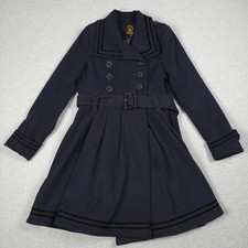Hell Bunny Coat Women Small Navy Millie Sailor Peacoat Double Breasted Belted