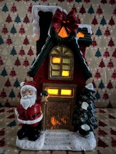 Vintage Light Up Santas House Ornament 15” Tall Christmas Cozy
