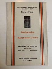 Southampton v Manchester United 1963 FA Cup football programme SIGNED WIMSHURST