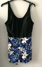 Women’s Boyleg Swimsuit,One Piece, Black top/floral bottom, 3X/20, never worn 