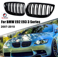 FOR BMW 3 SERIES E92 E93 2007-2010 LCI KIDNEY GRILLE GRILL GLOSS BLACK DUAL LINE