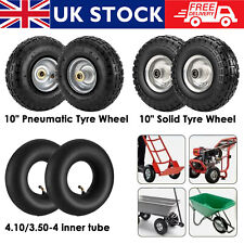 10" Puncture Proof Tyres Solid Sack Truck Rubber Trolley Cart Wheels 4.10/3.50-4
