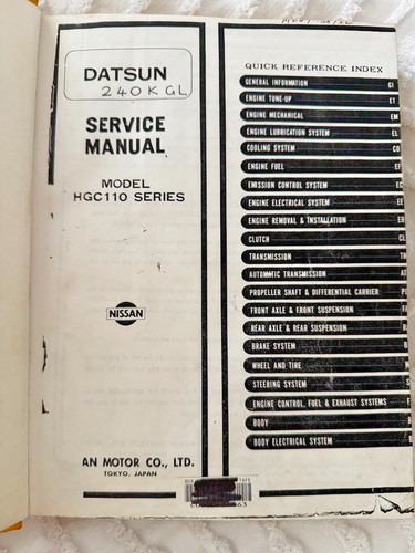 Datsun 240k hgc110 service - gl,