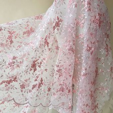 Pink embroidery floral lace - floral,