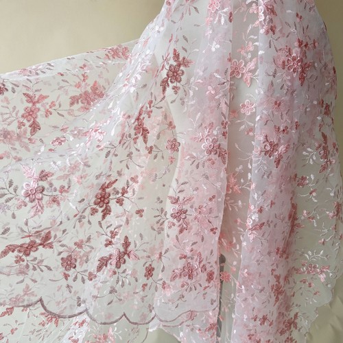 Pink embroidery floral lace - pink,