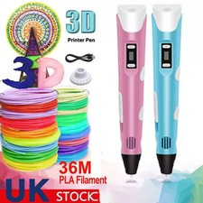 3D Printing Pen Set Doodle Printer Drawing 3 Colours PLA Filament Gift For Kids
