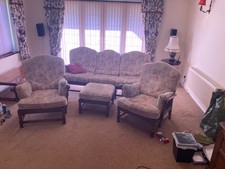 Ercol 3 4 piece suite sofa armchair poof/ foot rest Scandinavian Oak REDUCED