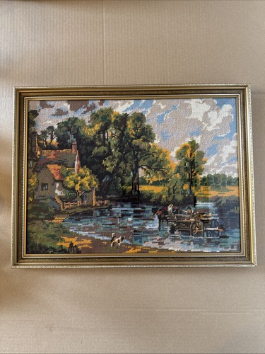 Gold framed wool tapestry - framed,