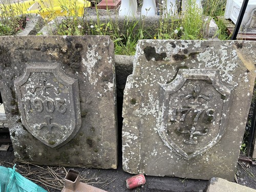 York stone dated shield wall - stone,