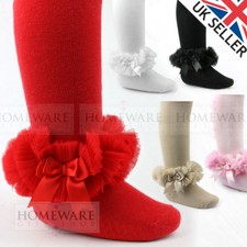 GIRLS BABY TUTU TIGHTS SPANISH STYLE SOFT FRILLY INFANTS TIGHTS SATIN BOW 0-1 Y