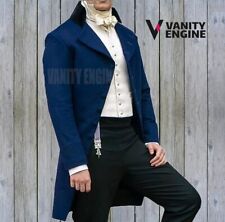 New Men's Blue Wool Regency Tailcoat - Double-Breasted Victorian Formalwear