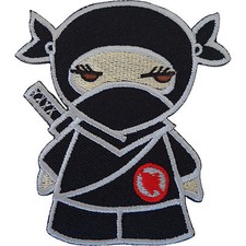 Black Ninja Girl Embroidered Iron / Sew On Patch Clothes Dress Skirt Shirt Badge