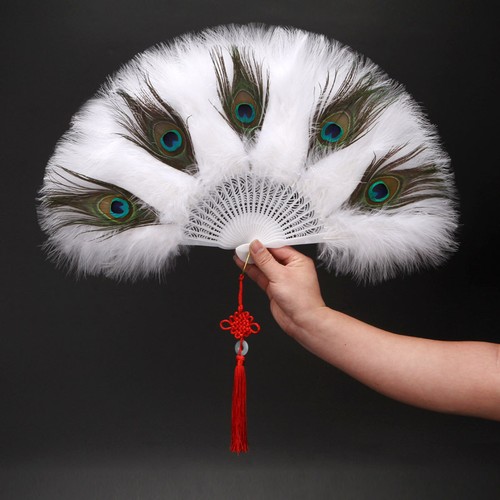 Portable peacock feather fan - peacock,