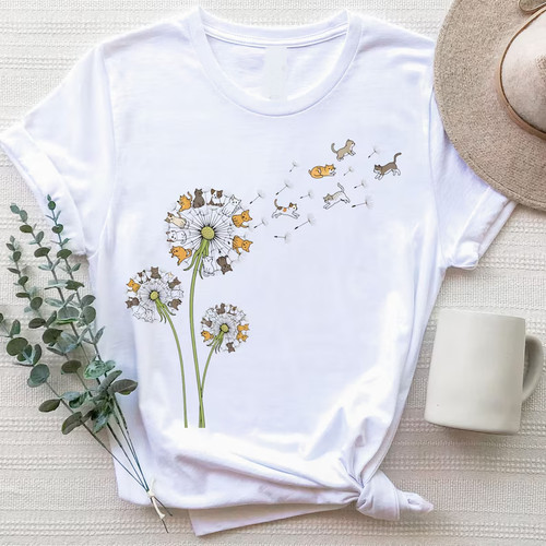 Fly dandelion cats shirt - cats, cat