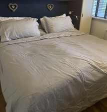 Luxury French cotton Bed Set Descamps Silver Grey Double King Size 