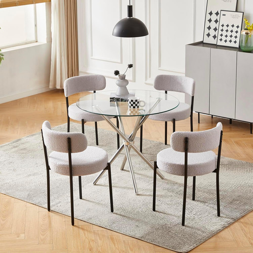 Round glass dining table - glass, set