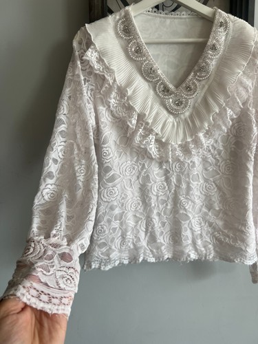 Vintage lace blouse top long - vintage,