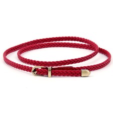 Women's Belt Faux Leather Waist Thin Braided Waistband Ladies Skinny Buckle UK