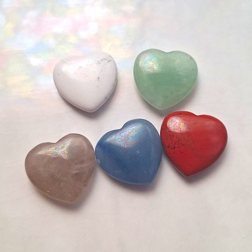 Set carved crystal hearts - set,