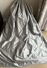 STUNNING QUALITY BESPOKE LAURA ASHLEY GREY SILK INTERLINED CURTAINS