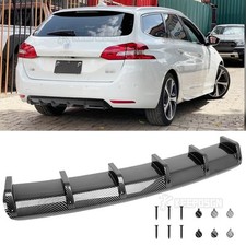 For Peugeot 207 307 208 308 Carbon Fiber Fin Rear Diffuser Bumper Spoiler Lip