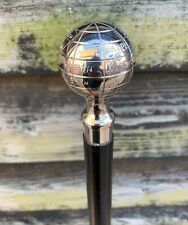 3 Piece Walking Stick Antique Style Globe Knob Handle 37 inch Solid Unique Stick