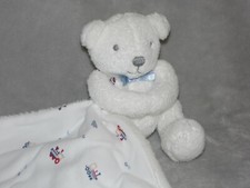Debenhams bear comforter soft toy white teddy blankie