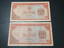 !TWO! RHODESIA - 2 Dollars - 1976 and rare 1977