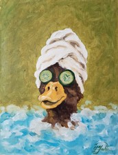 Spa Duck Oil Painting Original