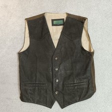 Mens Hidepark Brown Real Leather Waistcoat Gilet Size 42" Chest Lined Country 