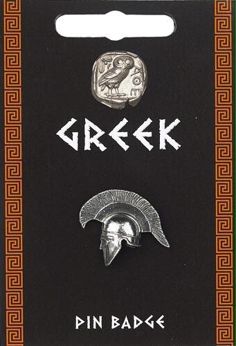 Greek helmet silver pewter pin - helmet,