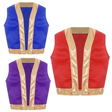 Boys Girls Game Character Cosplay Costume Gold Trim Waistcoat Toad Captain Vest
