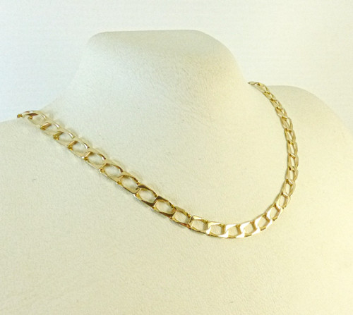 9ct gold curb - curb, solid
