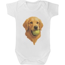 'Golden Retriever Dog With A Tennis Ball' Baby Grows / Bodysuits (GR056755)