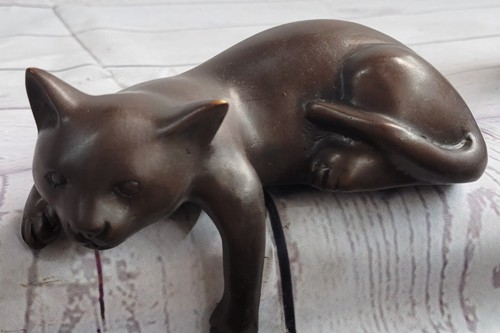 Art deco lion signed bronze - art,