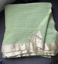 Vintage Witnedown Guaranteed All Wool Cellular Lime Green Blanket 200x185cm