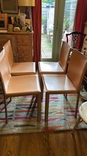 Enrico Pellizzoni Nude Tone Leather Designer Chairs x4