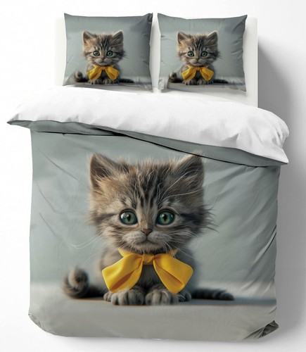 Printed cat duvet - cover, set