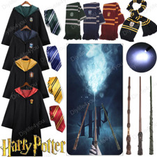 Harry Potter Costume Hermione Gryffindor Robe Cloak Tie Magic Wand Scarf Cosplay
