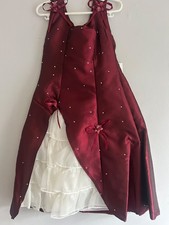 Girls burgandy ivory flower girl party bridesmaid dress age 6 New