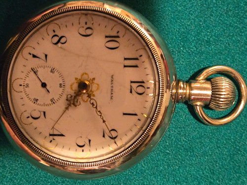 Waltham open face watch - face,