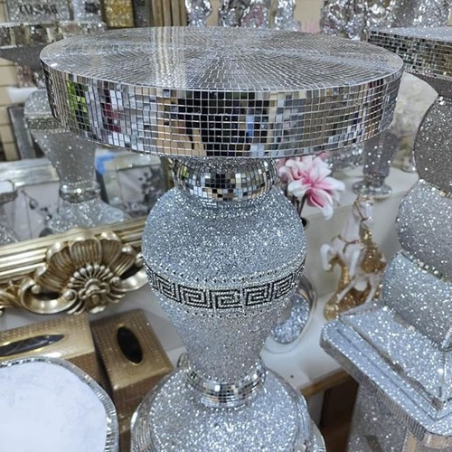 Silver mirrored side table - silver,