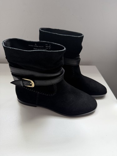 Black suede leather flat - m&s,