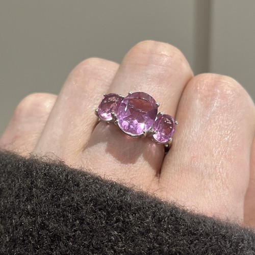 925 pink quartz trilogy - 925, ring