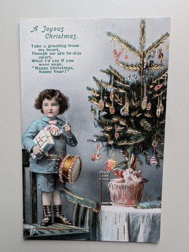 Old postcard children drum - postcard,