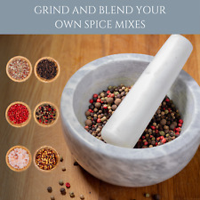 Pestle & Mortar Marble Bowl Grinder Cooking Kitchen Baking Herbs Garlic Salt UK