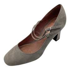 Next Womens Ladies Grey Faux Suede High Heel Mary Jane Court Shoes Size 7 Used