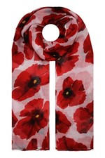 Large Red Poppy Flower Scarf Long Soft Warm Wrap Maxi Sarong Gift Floral Print